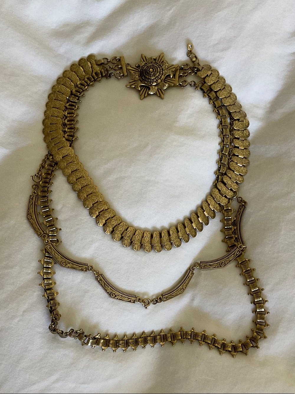 CAbi Gold-Tone Three-Layer Ornamental Necklace